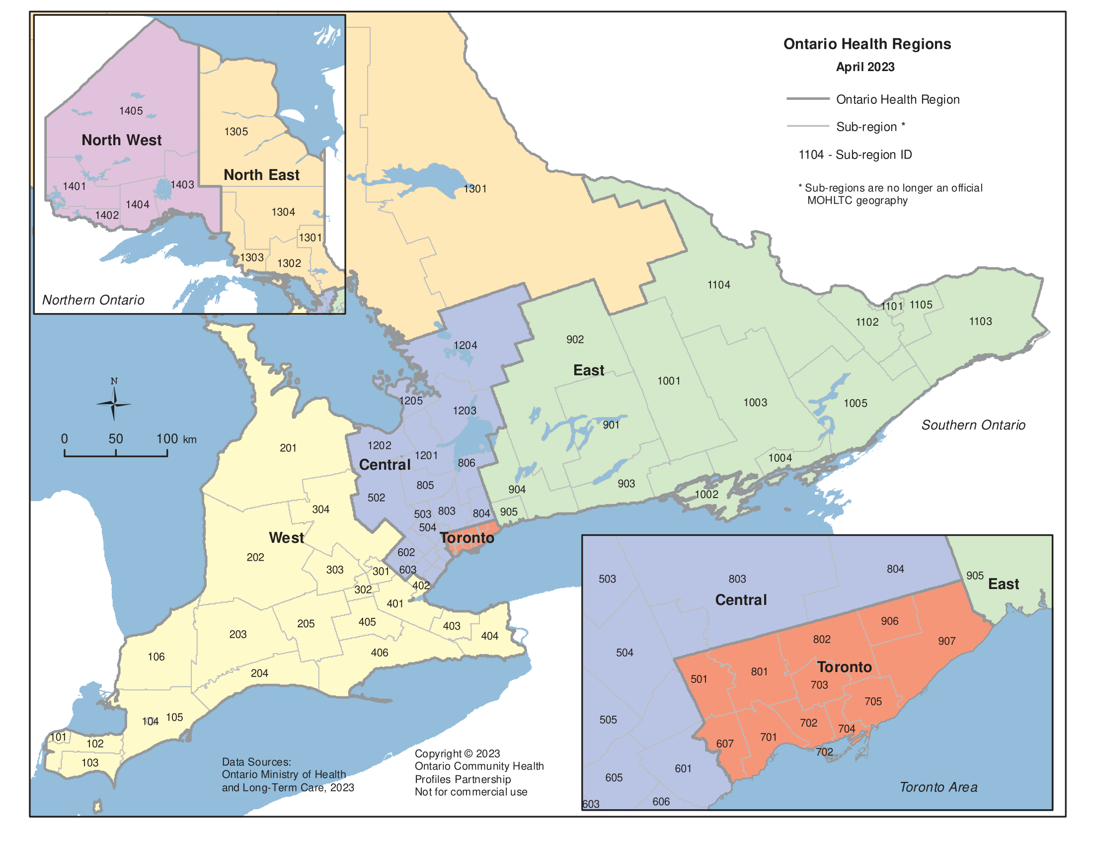 Ontario geographic regions - Ontario Health Regions